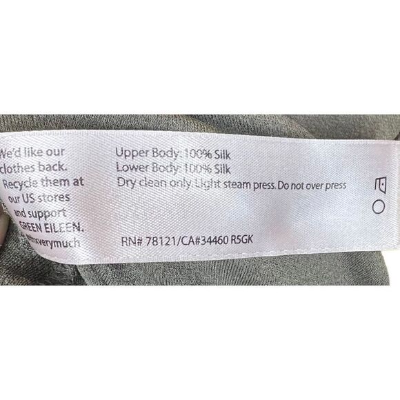 Eileen Fisher Moss Green Long Sleeved Silk Tunic Size Small - Picture 6 of 6